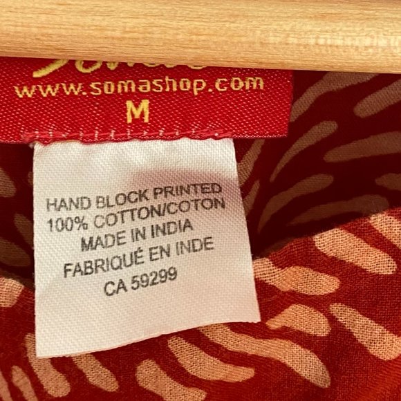 Indian cotton top, block printed in India, size M - Picture 5 of 5